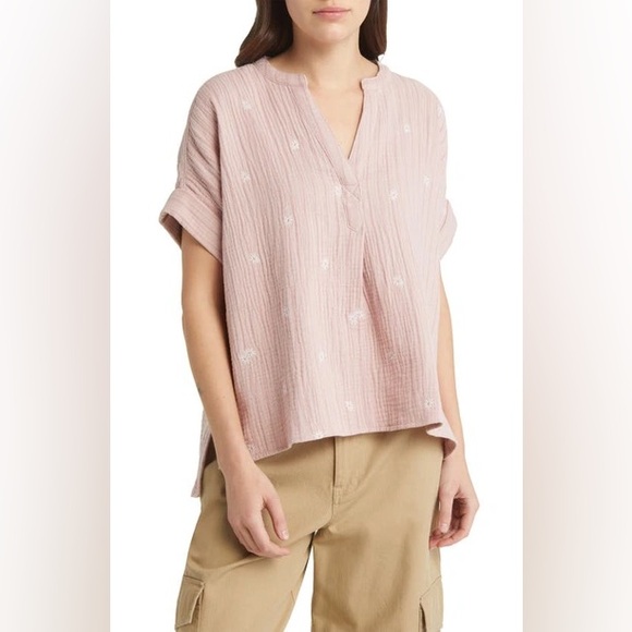 Madewell Tops - Madewell embroidered Lakeline Popover Shirt In Warm Thistle